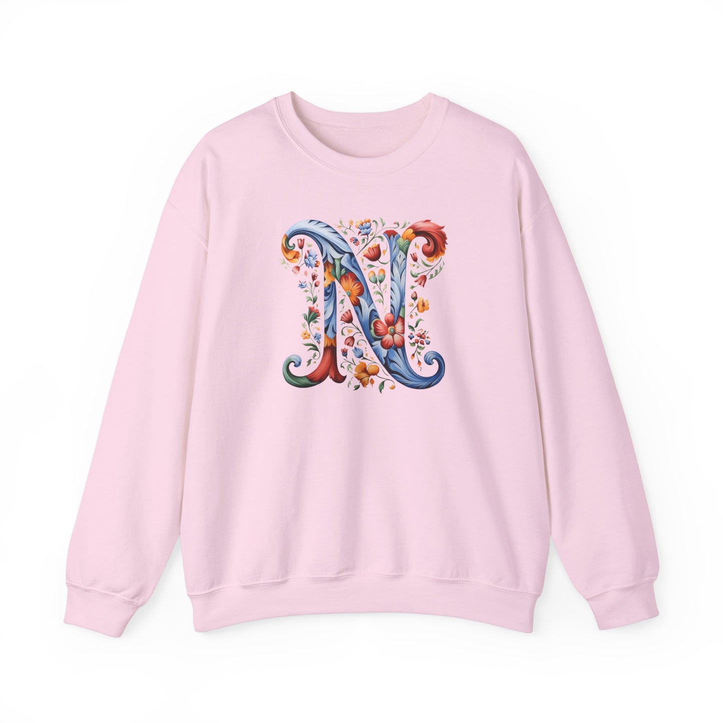 Monogram N Sweatshirt Norwegian Rosemaling Letter N Monogram Sweatshirt