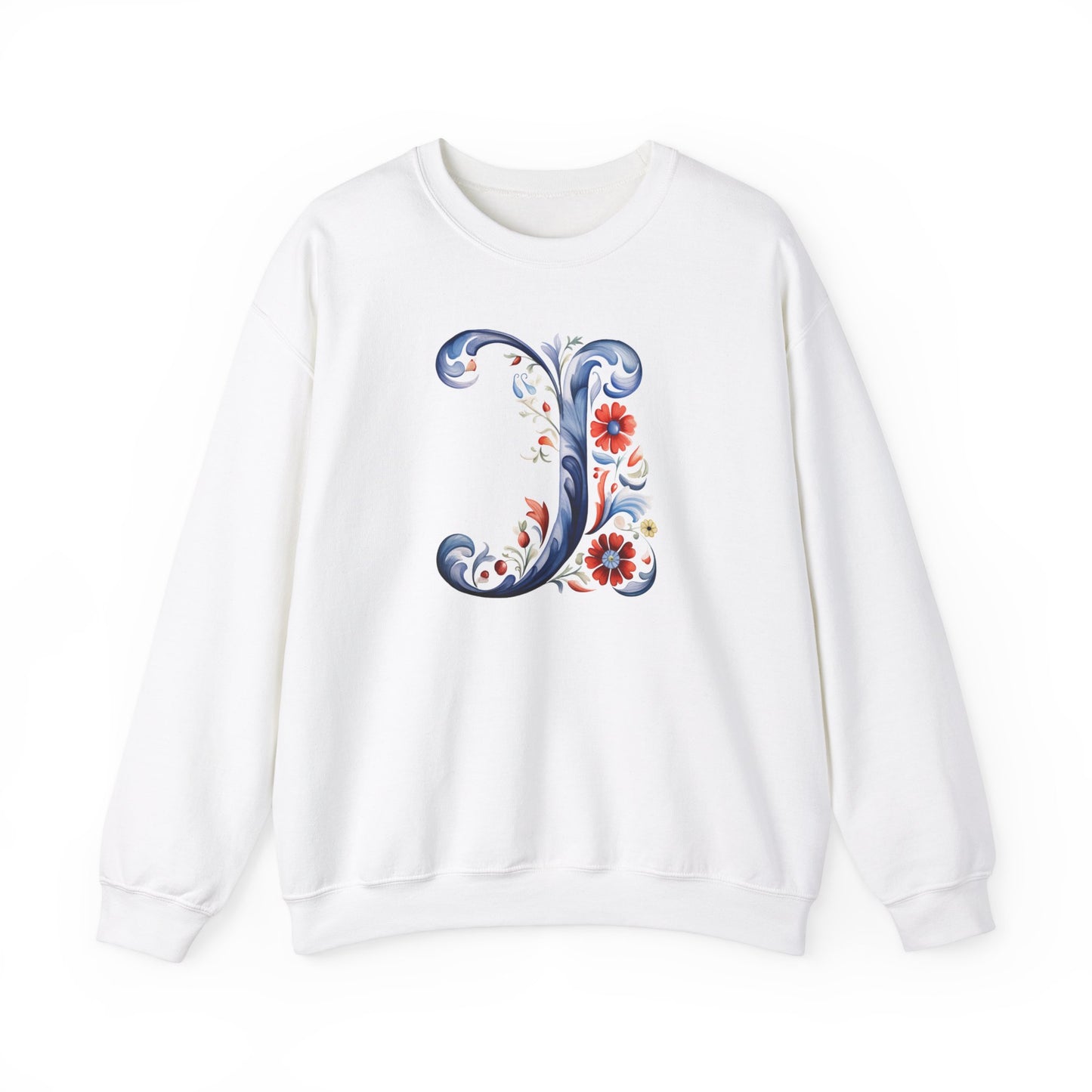 Monogram J Sweatshirt Norwegian Rosemaling Letter J Monogram Sweatshirt