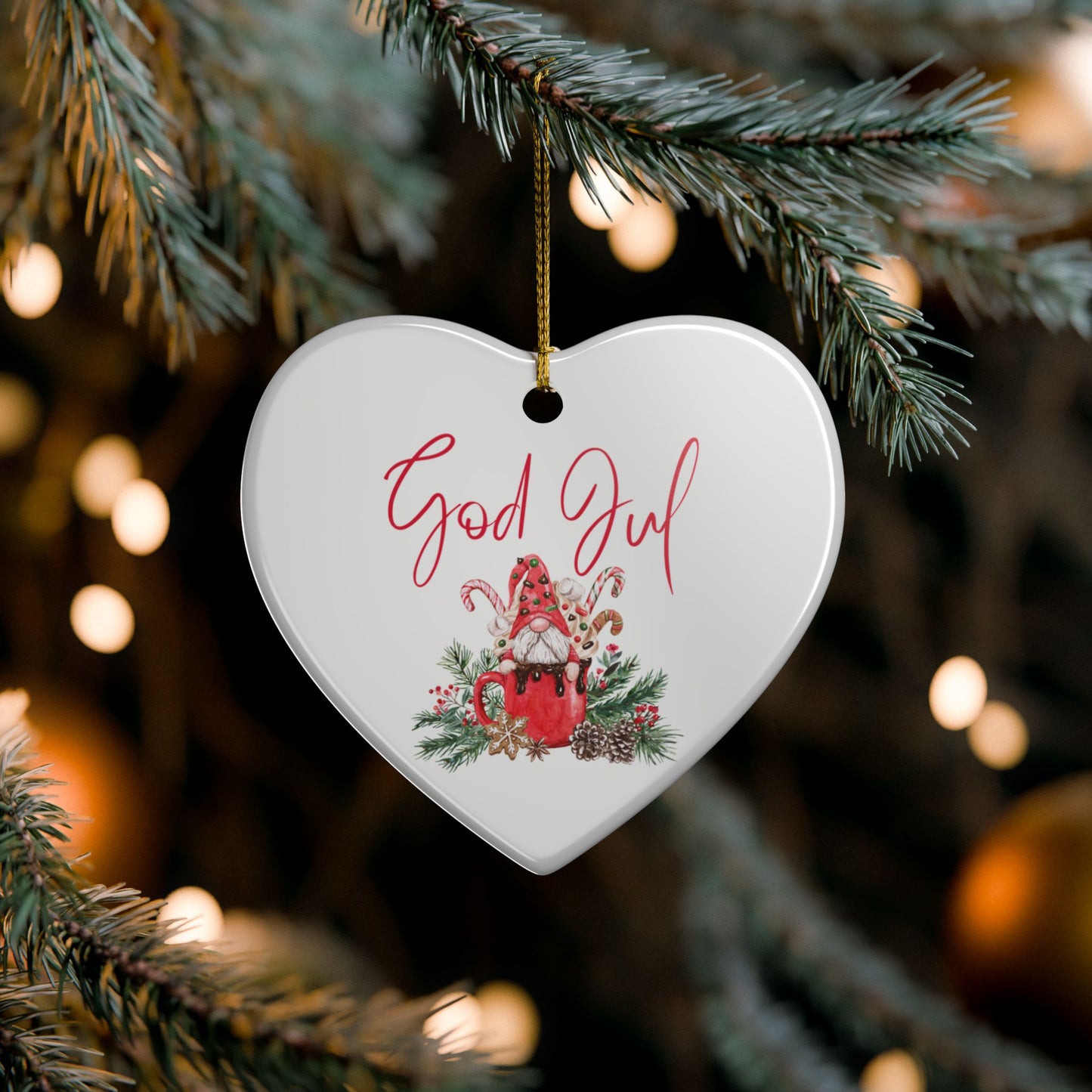 God Jul Hot Chocolate Nisse Ceramic Ornament Norway Nisse God Jul Christmas Ornament Gift Norway