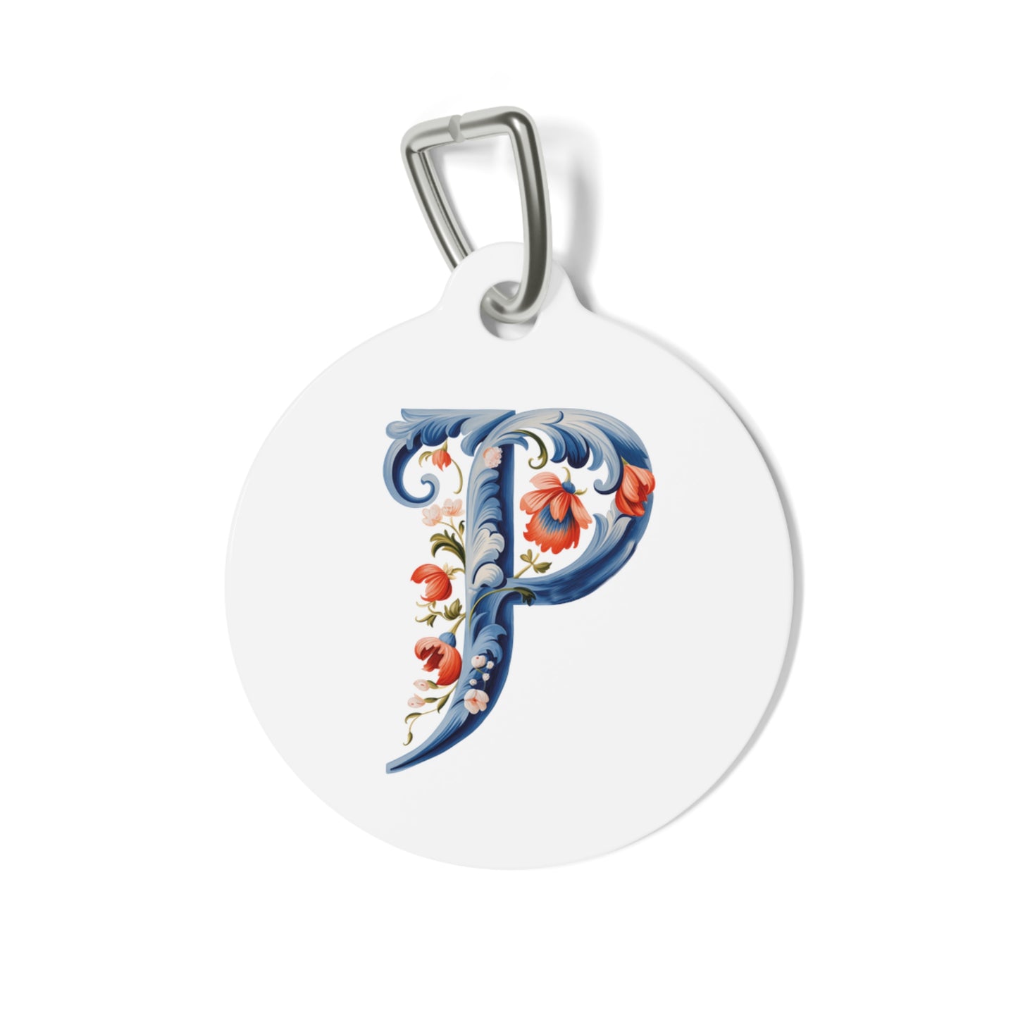 P Rosemaling Alphabet Pet Tag Rosemaling Norwegian Personalized Pet Tag