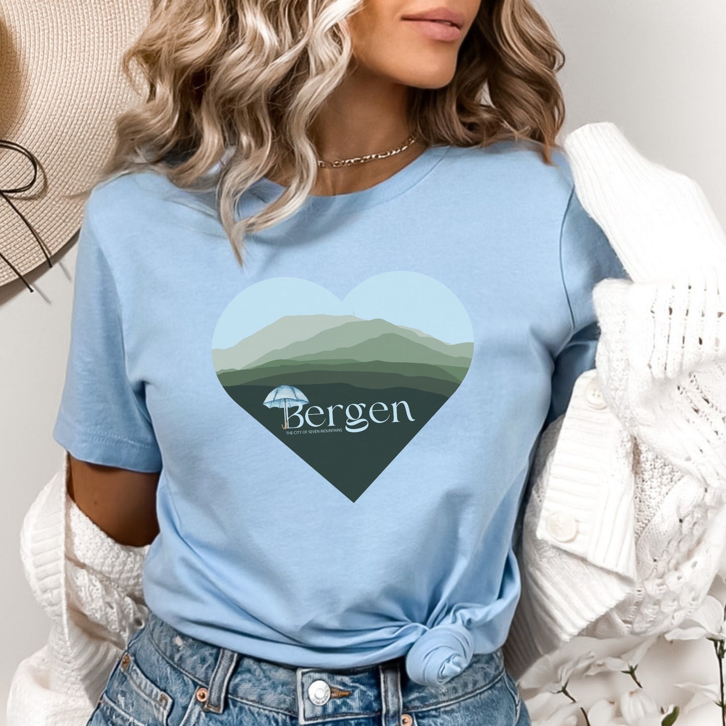 Bergen Seven Mountains T-shirt Bergen T-shirt Norway Tee Bergen Souvenir Bergen Shirt