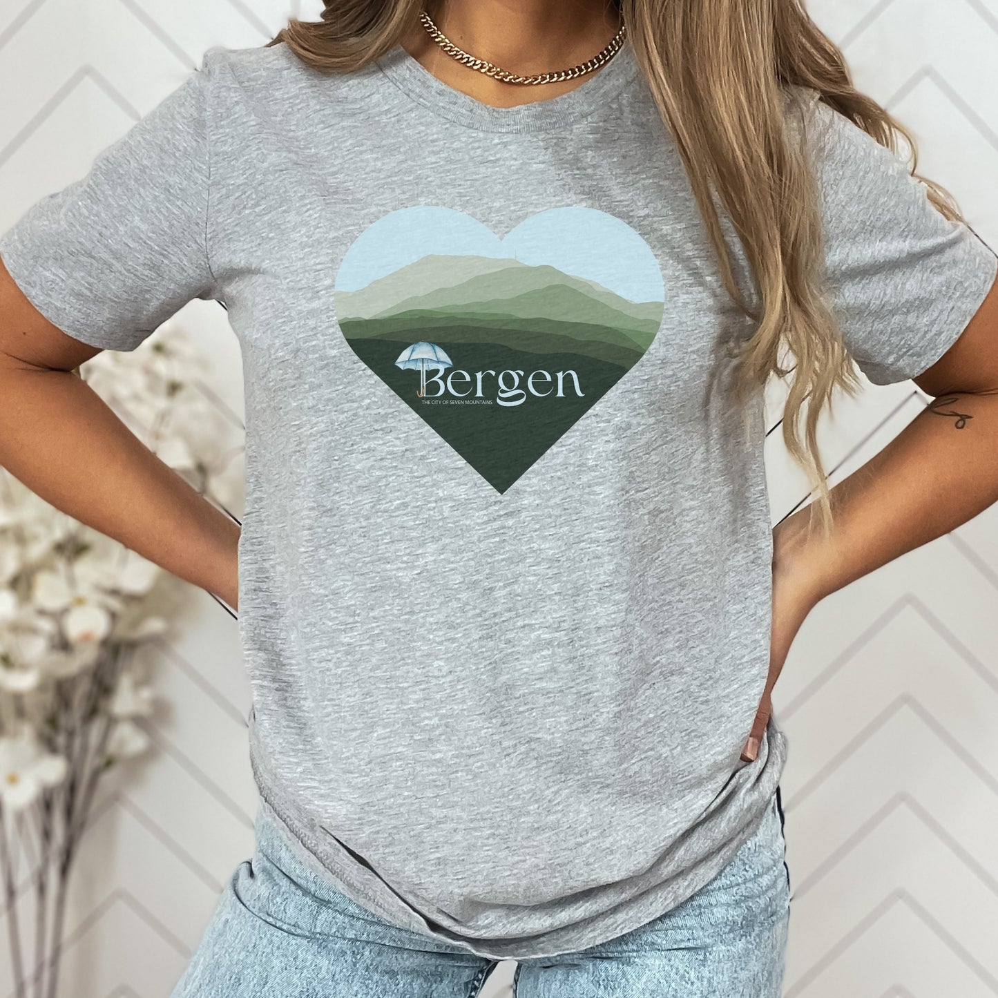 Bergen Seven Mountains T-shirt Bergen T-shirt Norway Tee Bergen Souvenir Bergen Shirt