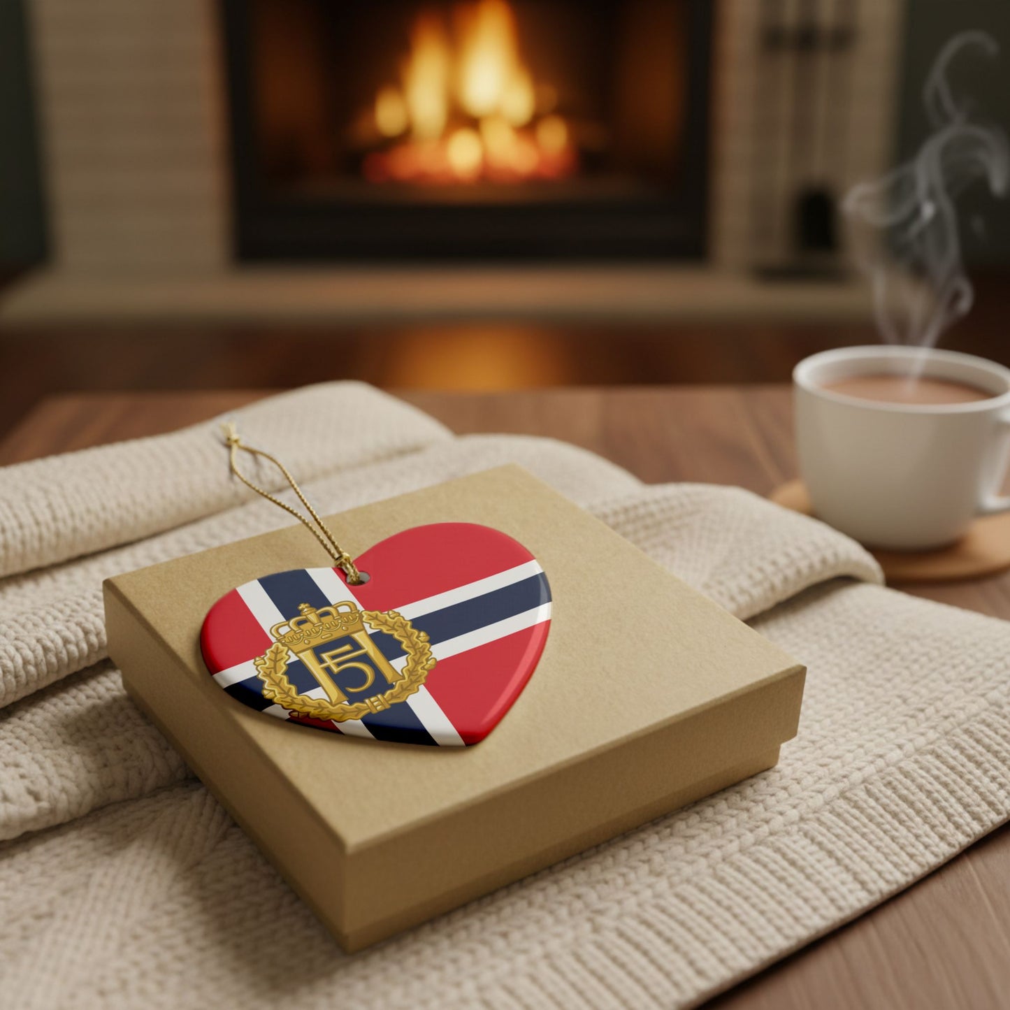 King Harald V Memorial Ornament – Norwegian Flag Ceramic Christmas Ornament