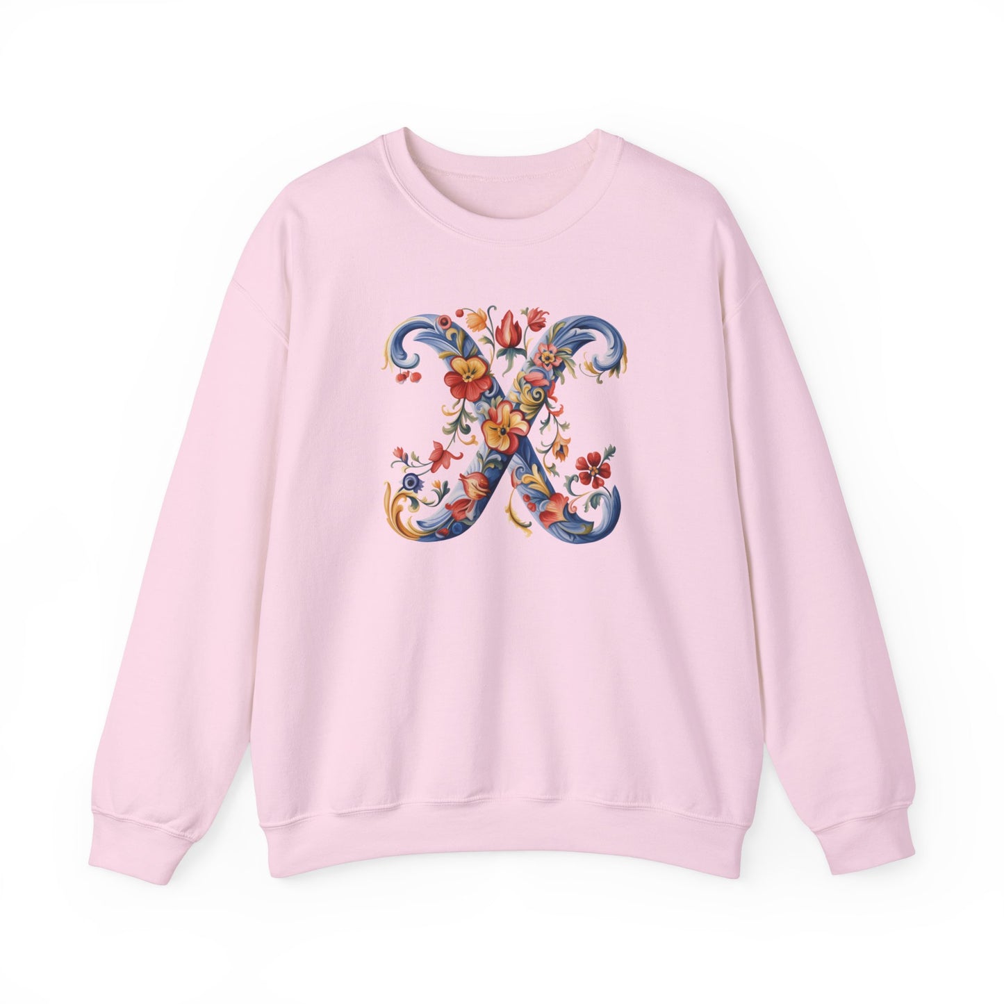 Monogram X Sweatshirt Norwegian Rosemaling Letter X Monogram Sweatshirt