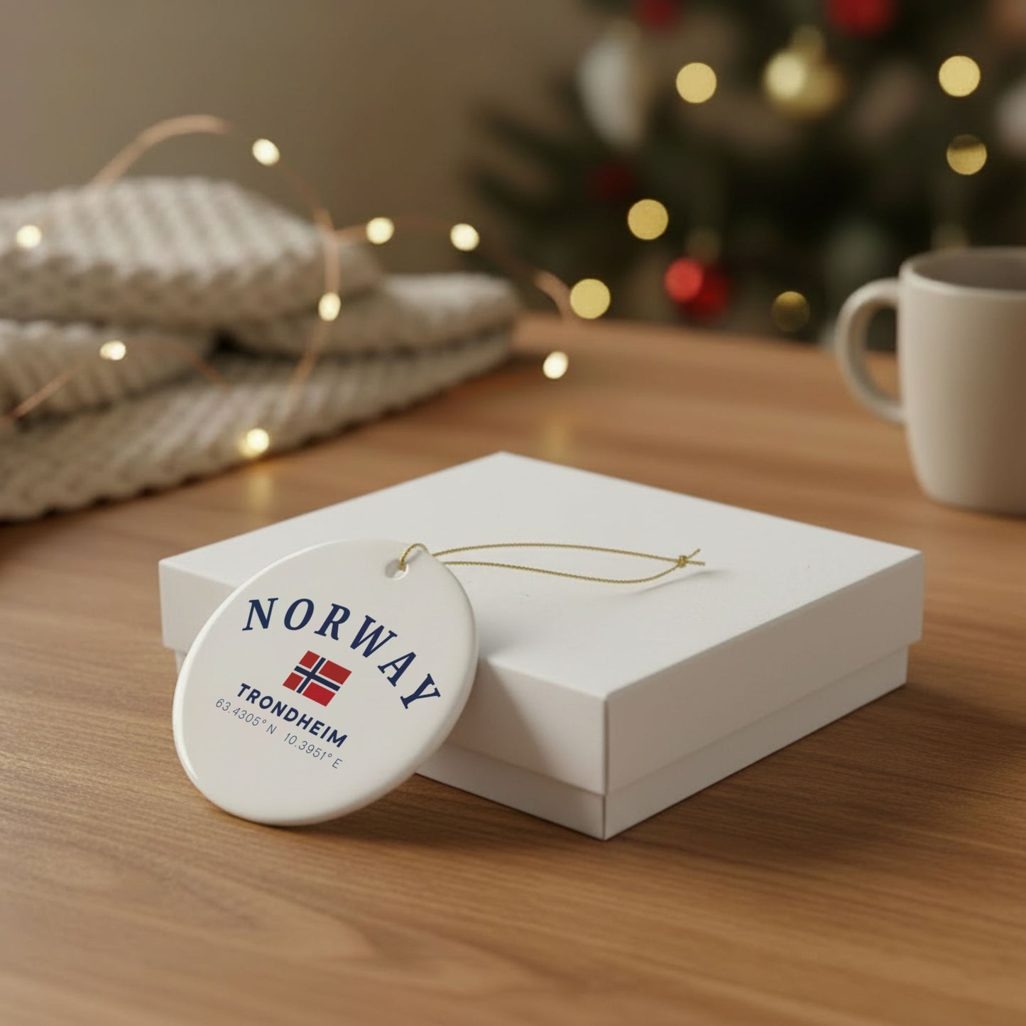 Personalized Trondheim Norway Ceramic Ornament – Norwegian Travel Souvenir