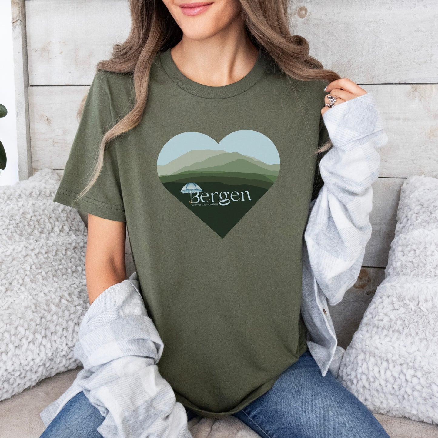 Bergen Seven Mountains T-shirt Bergen T-shirt Norway Tee Bergen Souvenir Bergen Shirt