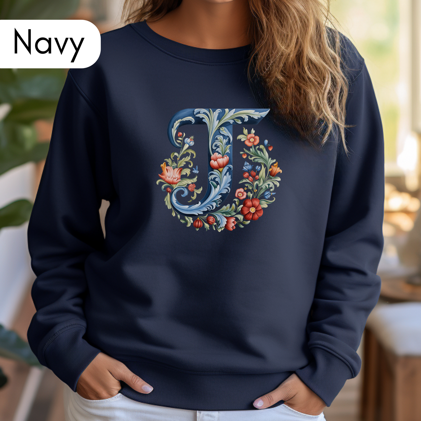 Monogram T Sweatshirt Norwegian Rosemaling Letter T Monogram Sweatshirt