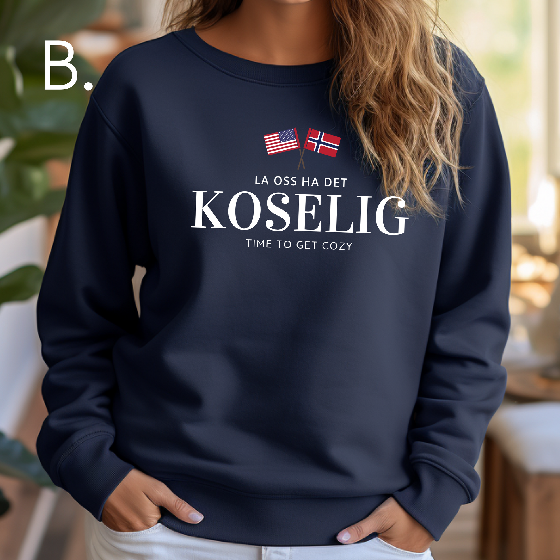 Navy Koselig Sweatshirt Norwegian American Sweatshirt Norwegian American Pride Norway Sweatshirt Gift for Norwegian American Norway May 17 Mai