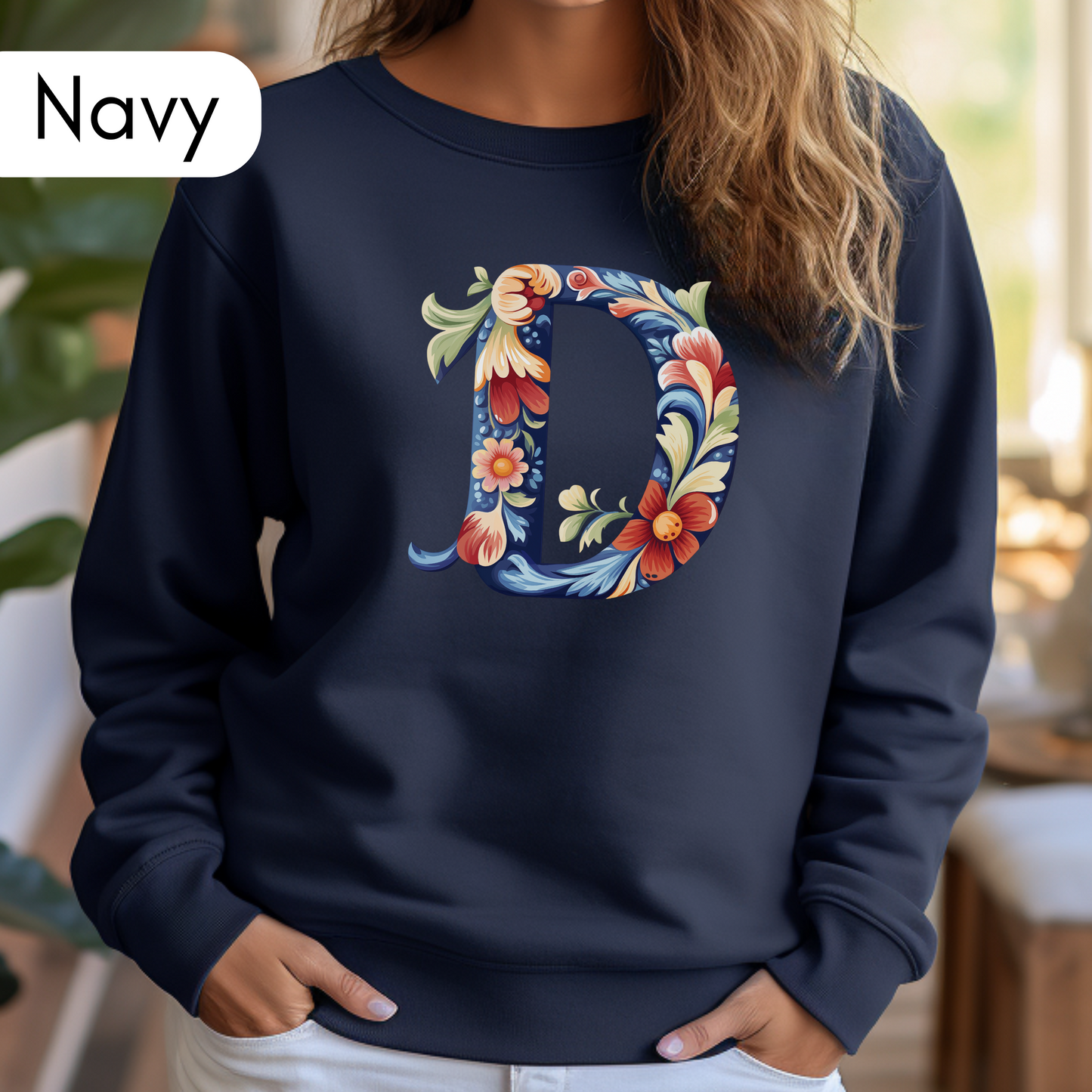 Monogram D Sweatshirt Norwegian Rosemaling Letter D Monogram Sweatshirt