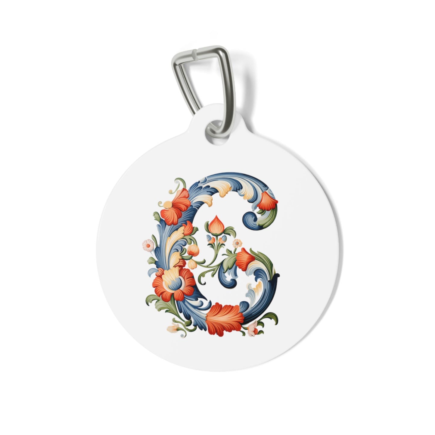 C Rosemaling Alphabet Pet Tag Rosemaling Norwegian Personalized Pet Tag