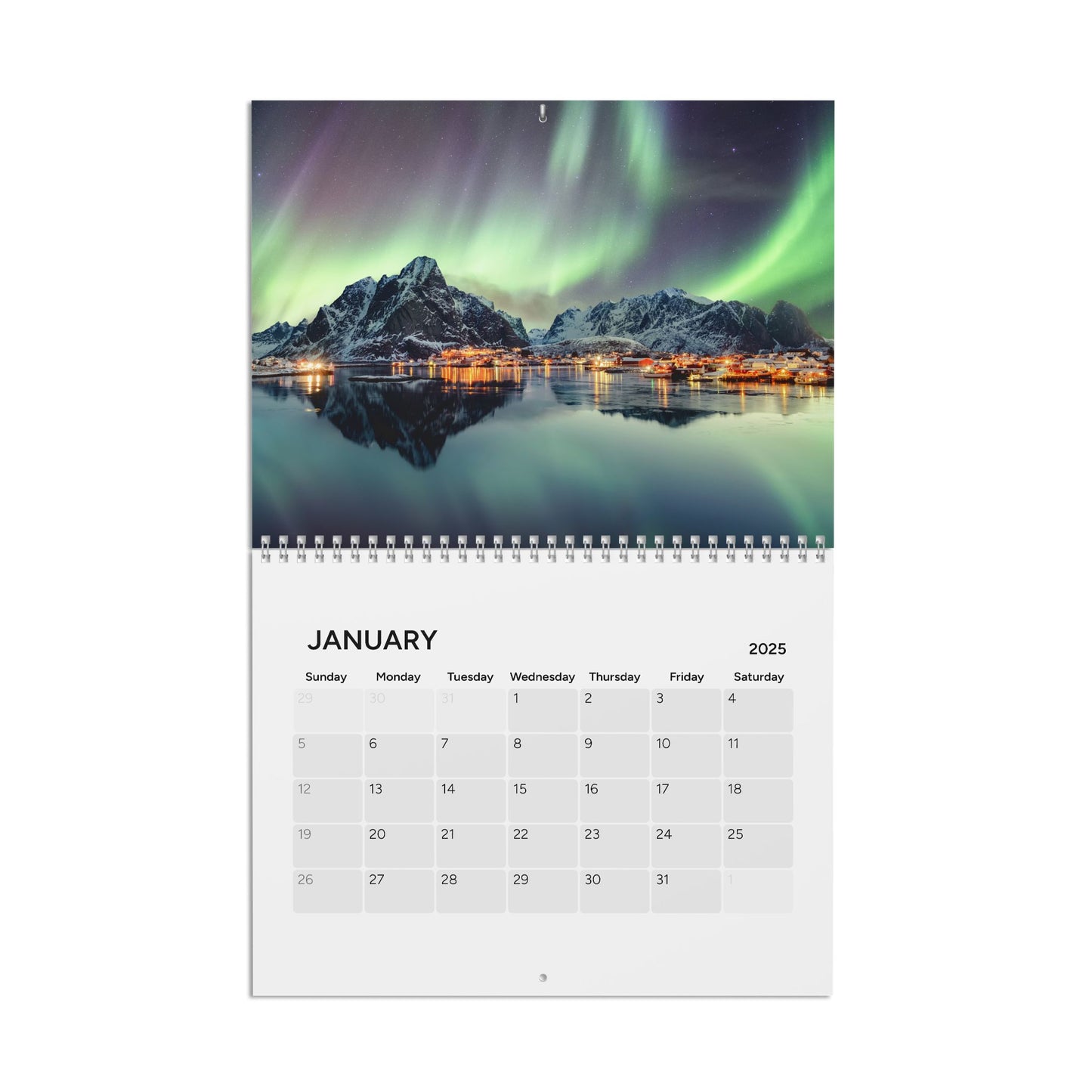 Calendar (2025) Norway Wall Calendar Christmas Gift Norway Calendar Northern Lights Calendar Fjords Mountains Norwegian Norway Travel Gift