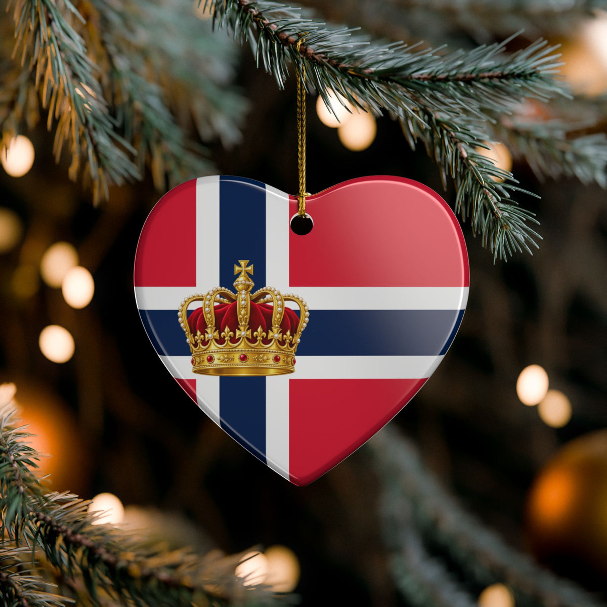 King Harald V Memorial Ornament – Norwegian Flag Ceramic Christmas Ornament
