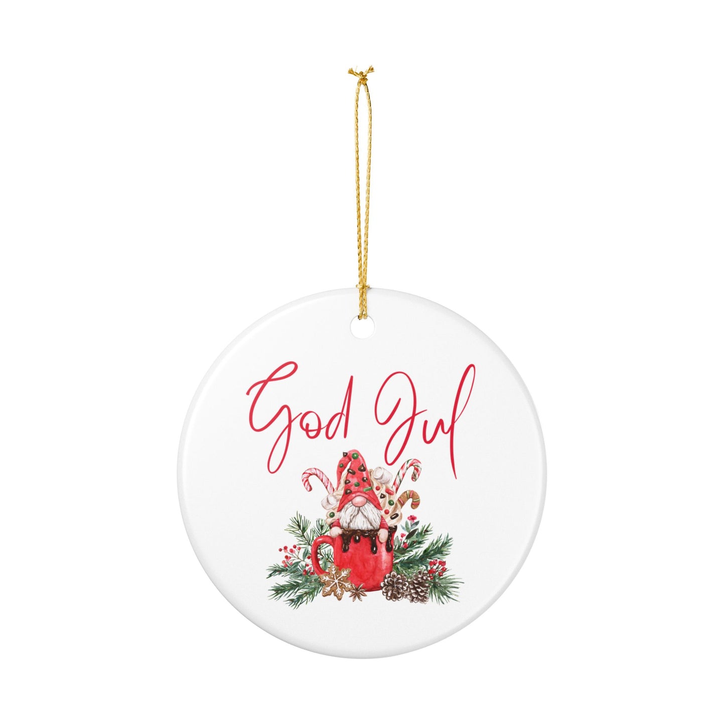 God Jul Hot Chocolate Nisse Ceramic Ornament Norway Nisse God Jul Christmas Ornament Gift Norway
