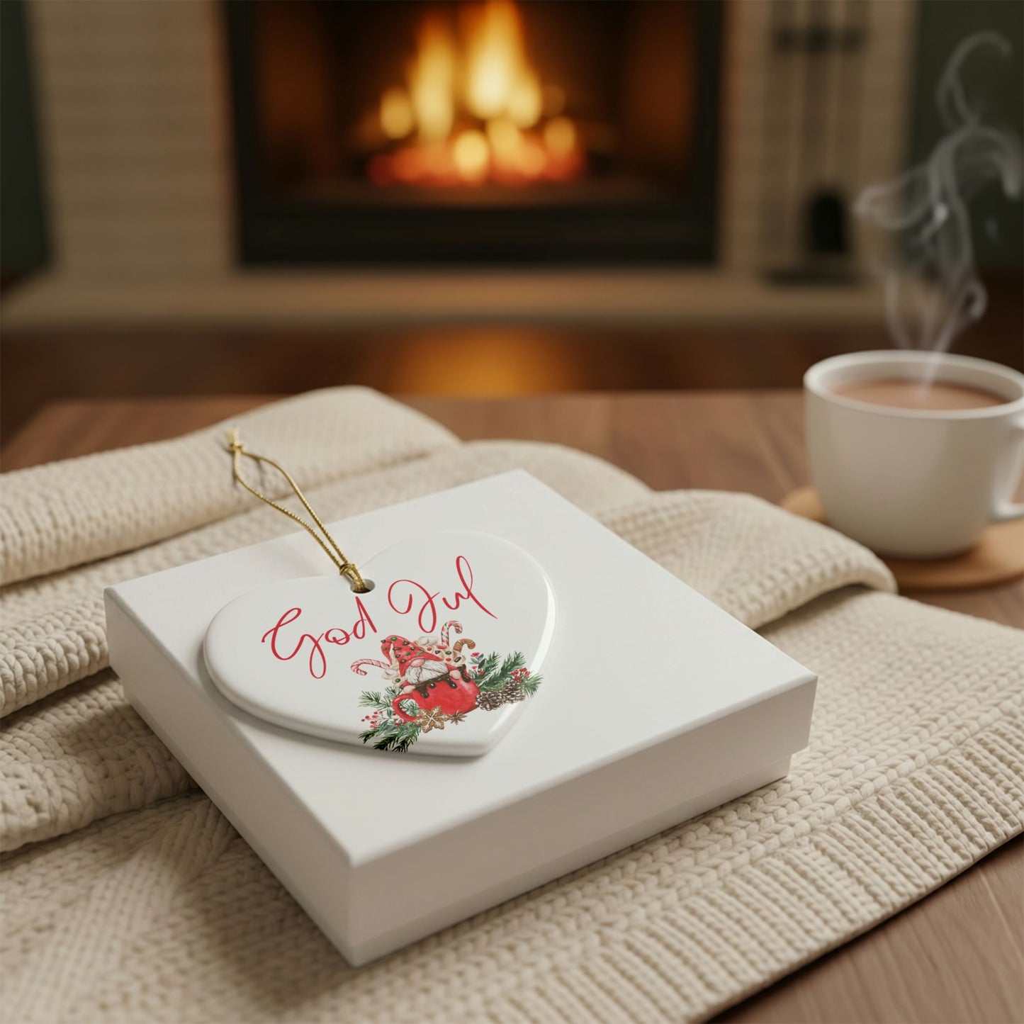 God Jul Hot Chocolate Nisse Ceramic Ornament Norway Nisse God Jul Christmas Ornament Gift Norway