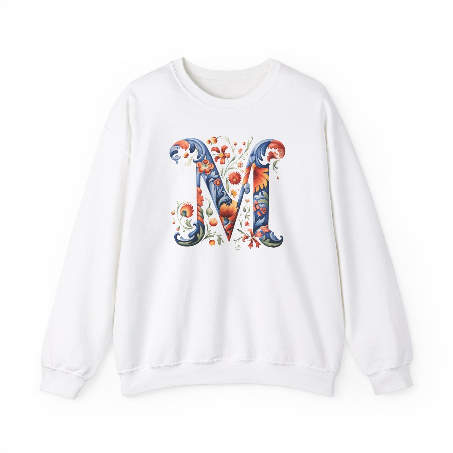 Monogram M Sweatshirt Norwegian Rosemaling Letter M Monogram Sweatshirt