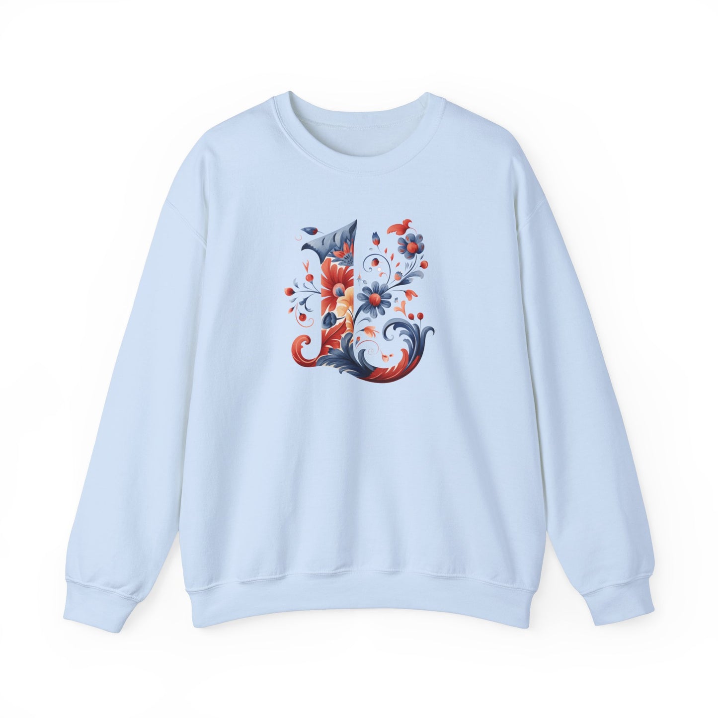 Monogram L Sweatshirt Norwegian Rosemaling Letter L Monogram Sweatshirt