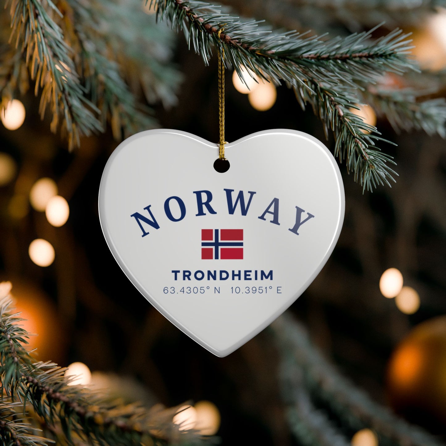 Personalized Trondheim Norway Ceramic Ornament – Norwegian Travel Souvenir