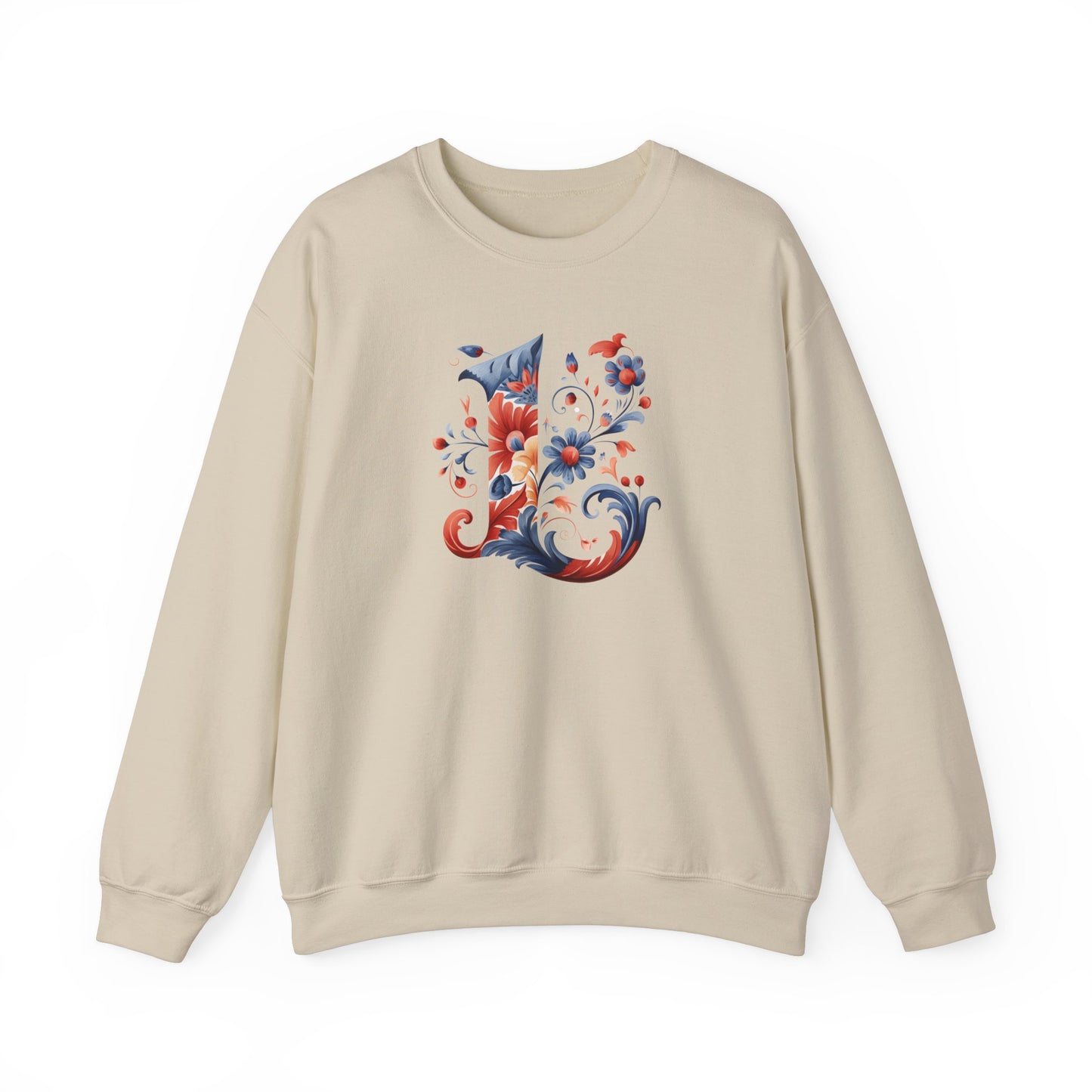 Monogram L Sweatshirt Norwegian Rosemaling Letter L Monogram Sweatshirt