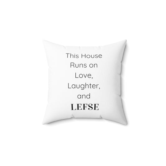 This House Runs on Laughter and Lefse Pillow Koselig Throw Pillow Norwegian Home Decor Housewarming Gift Faux Suede Koselig Pillow Norway