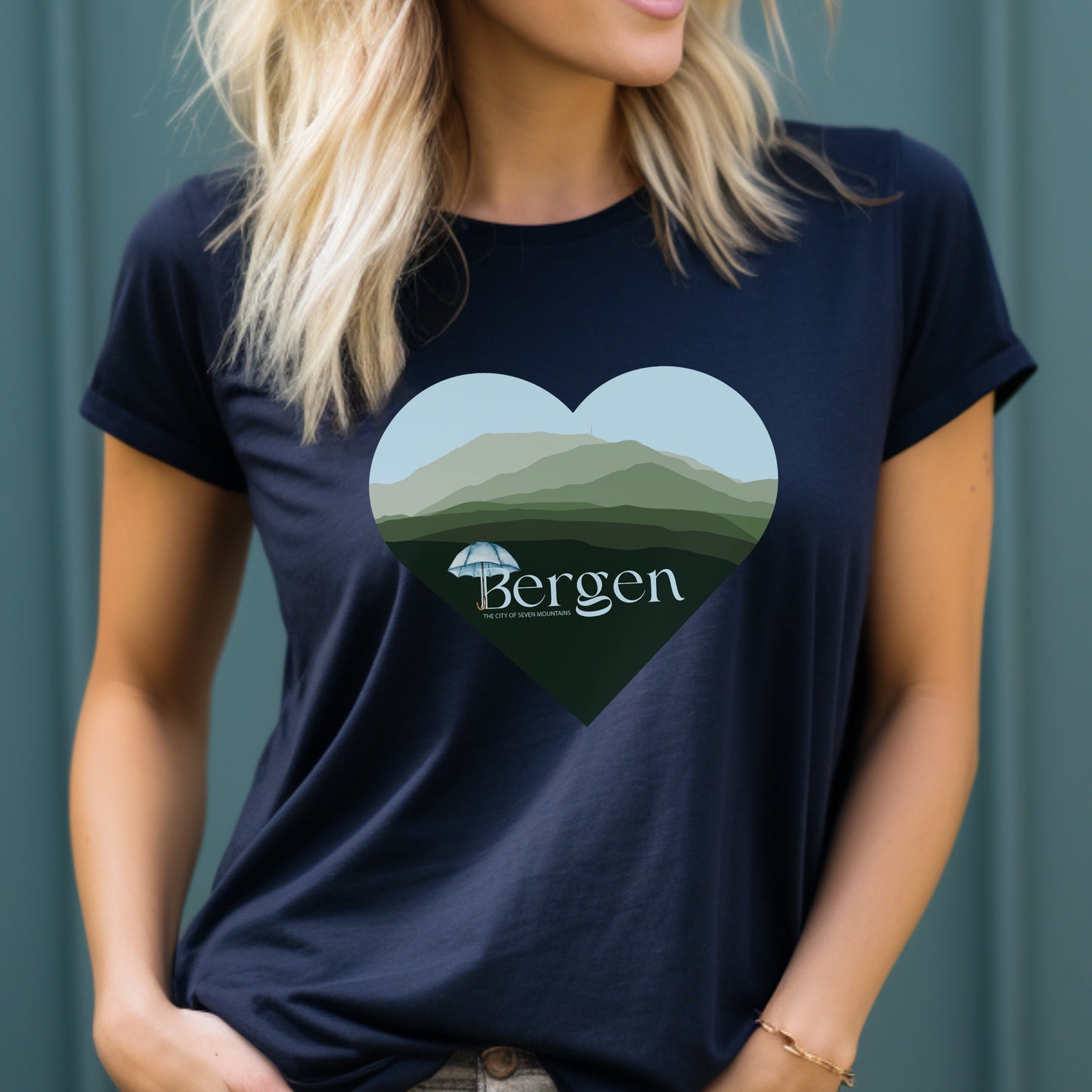 Bergen Seven Mountains T-shirt Bergen T-shirt Norway Tee Bergen Souvenir Bergen Shirt