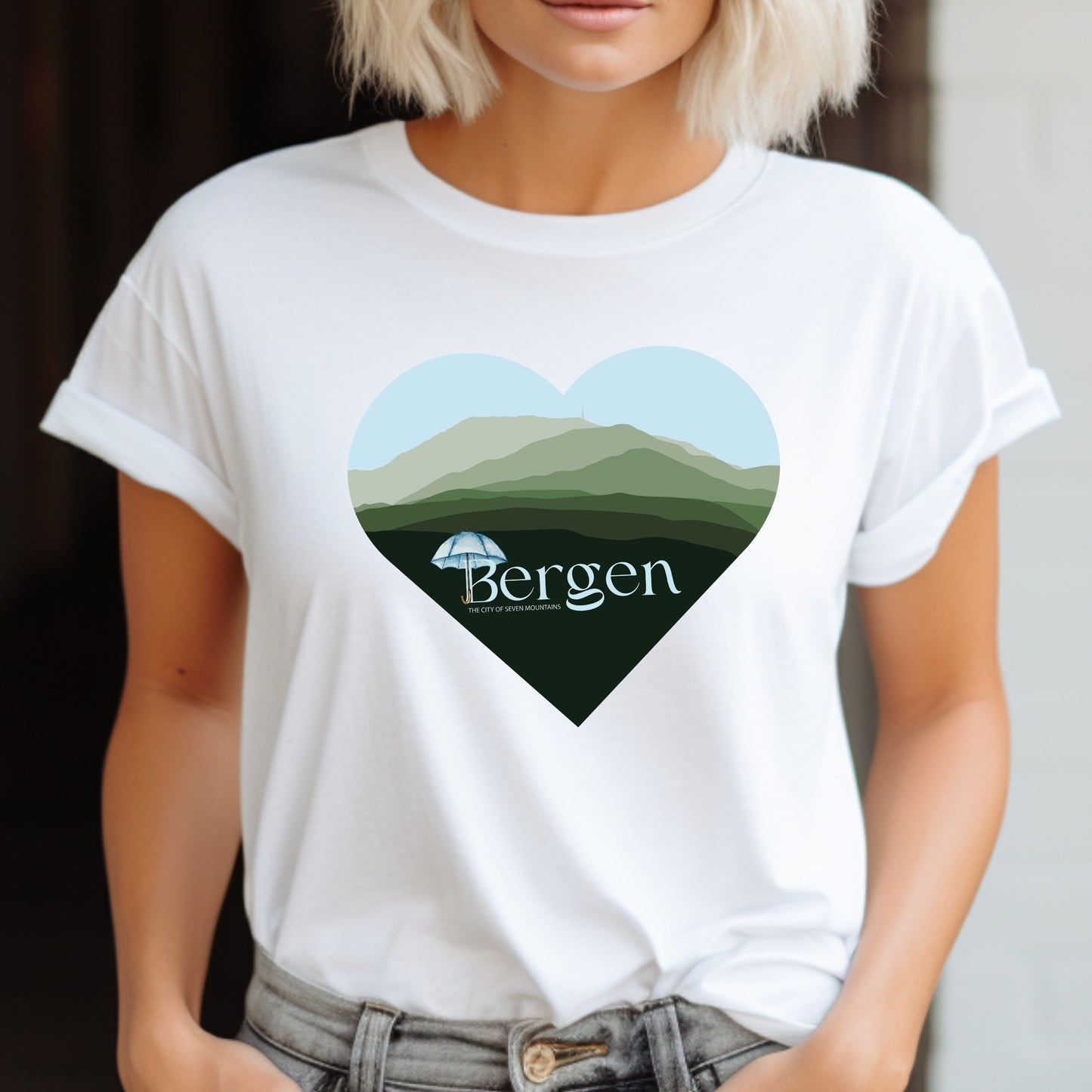 Bergen Seven Mountains T-shirt Bergen T-shirt Norway Tee Bergen Souvenir Bergen Shirt