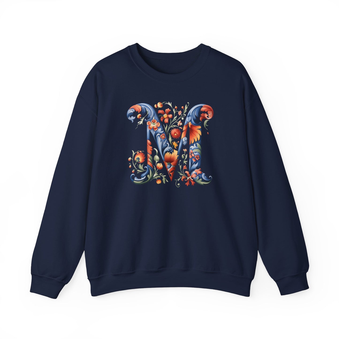 Monogram M Sweatshirt Norwegian Rosemaling Letter M Monogram Sweatshirt