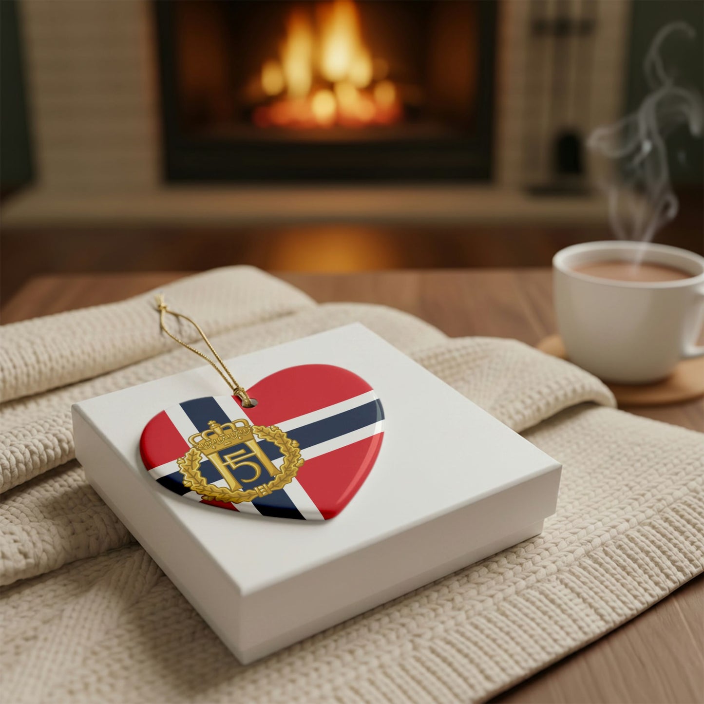 King Harald V Memorial Ornament – Norwegian Flag Ceramic Christmas Ornament