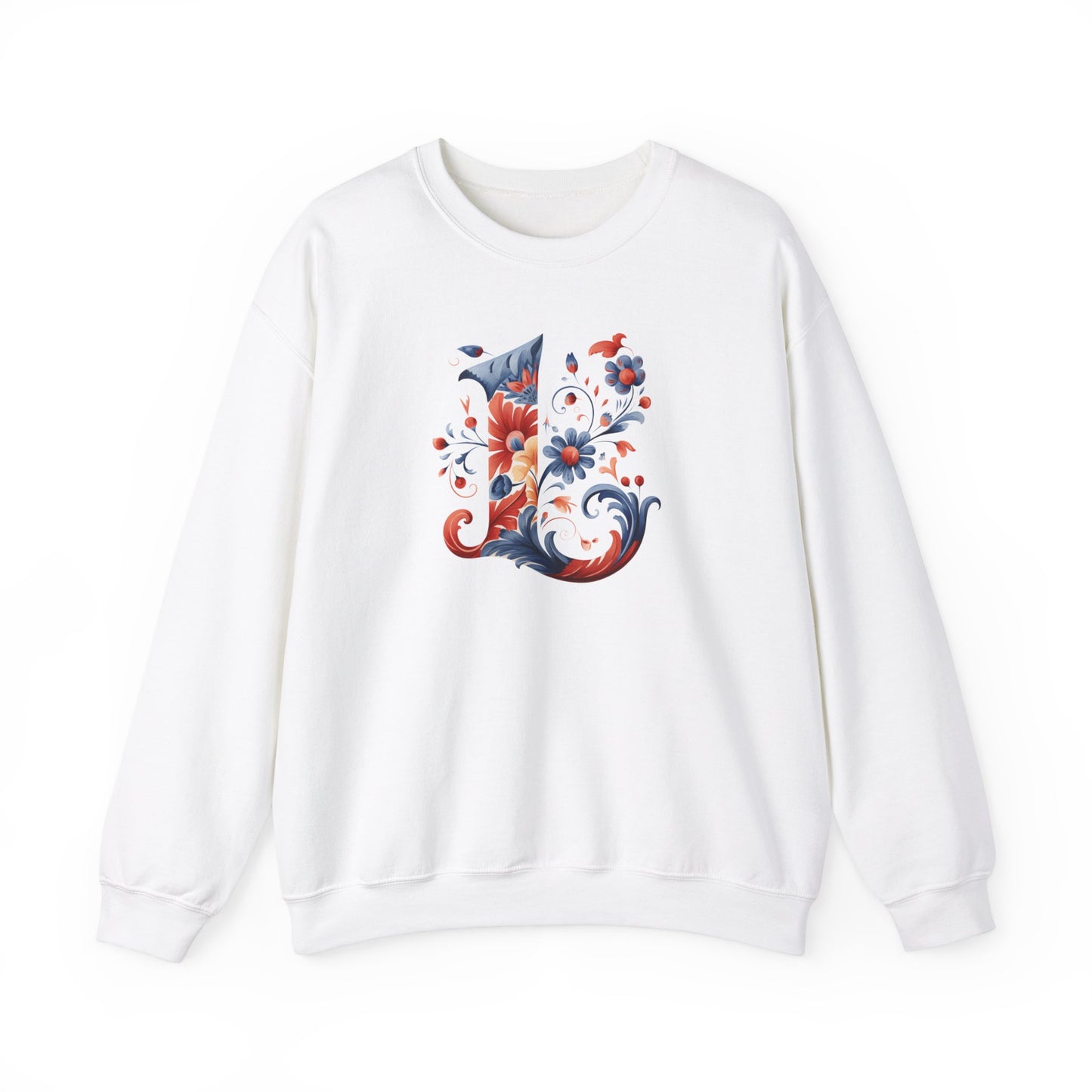 Monogram L Sweatshirt Norwegian Rosemaling Letter L Monogram Sweatshirt