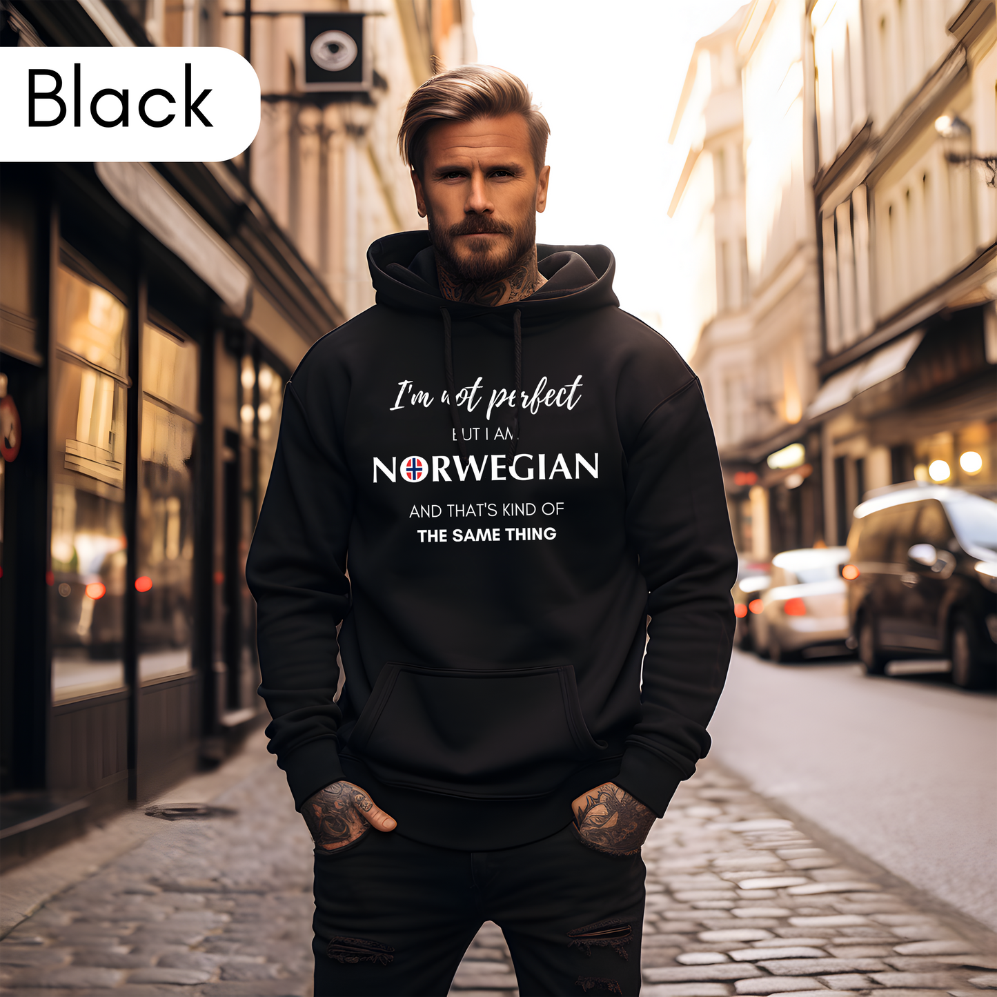 Black Norway Hoodie I'm not Perfect Norwegian Hoodie Unisex Sweatshirt Norway Sweatshirt I am Norwegian Gift for Norwegian Proud Norwegian