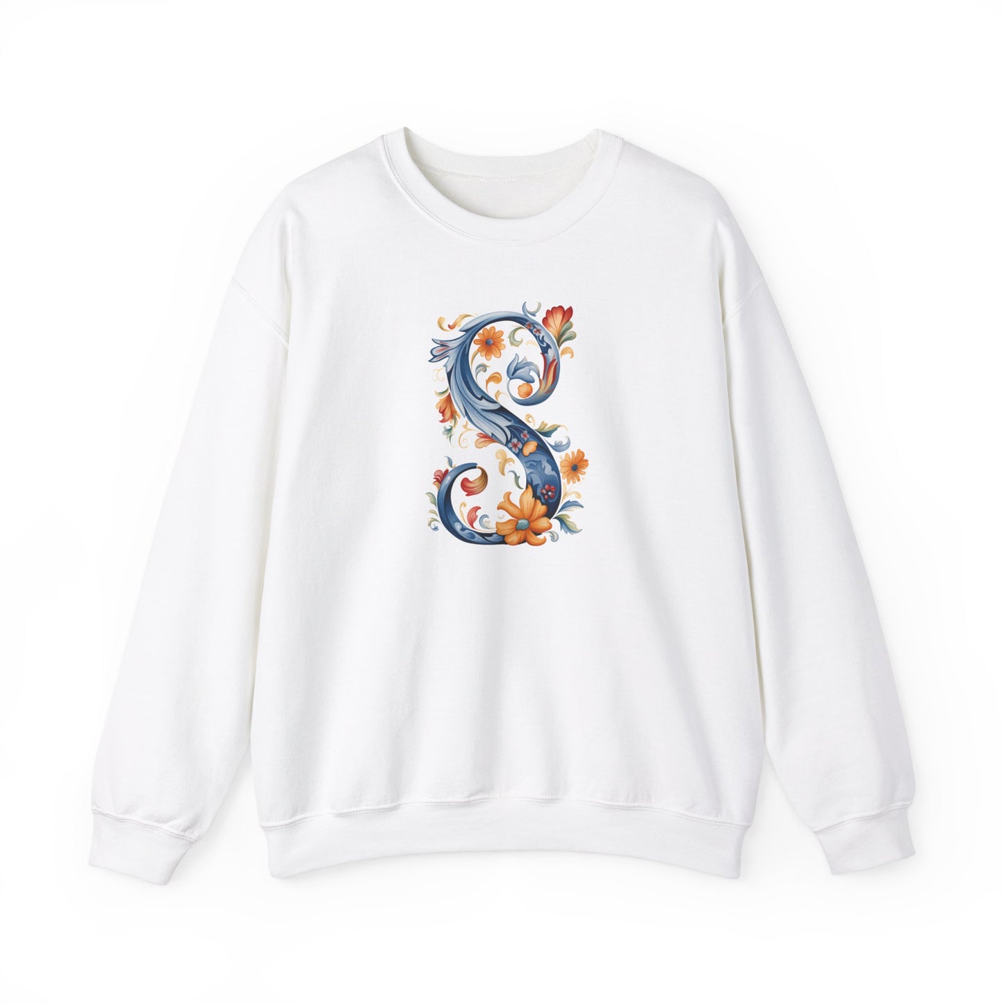 Monogram S Sweatshirt Norwegian Rosemaling Letter S Monogram Sweatshirt