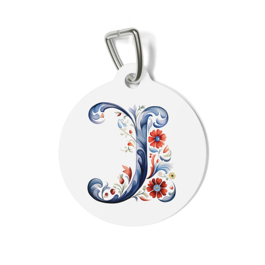 J Rosemaling Alphabet Pet Tag Rosemaling Norwegian Personalized Pet Tag