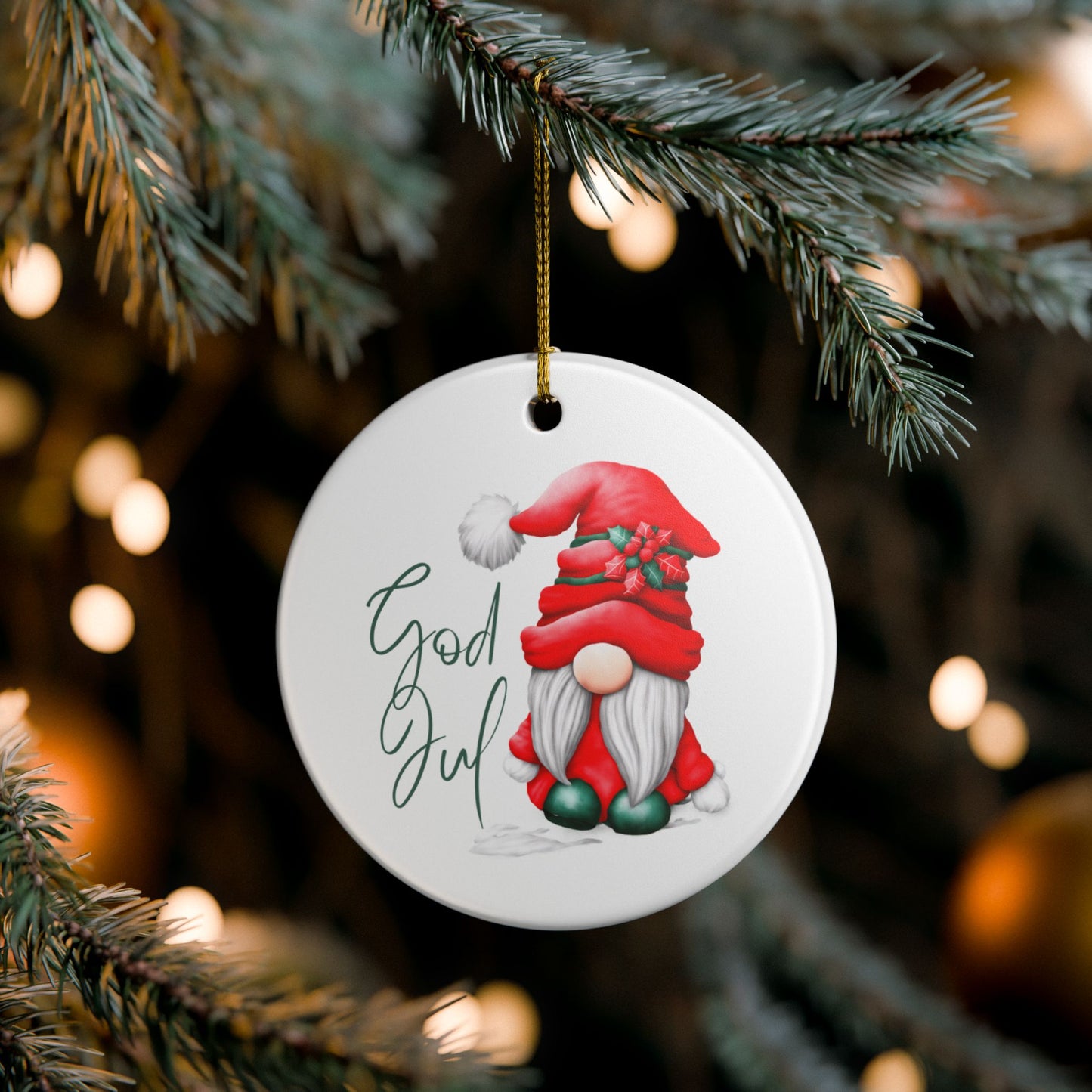 God Jul Norwegian Christmas Nisse Ceramic Ornament Norway Nisse Christmas Ornament Gift Norway