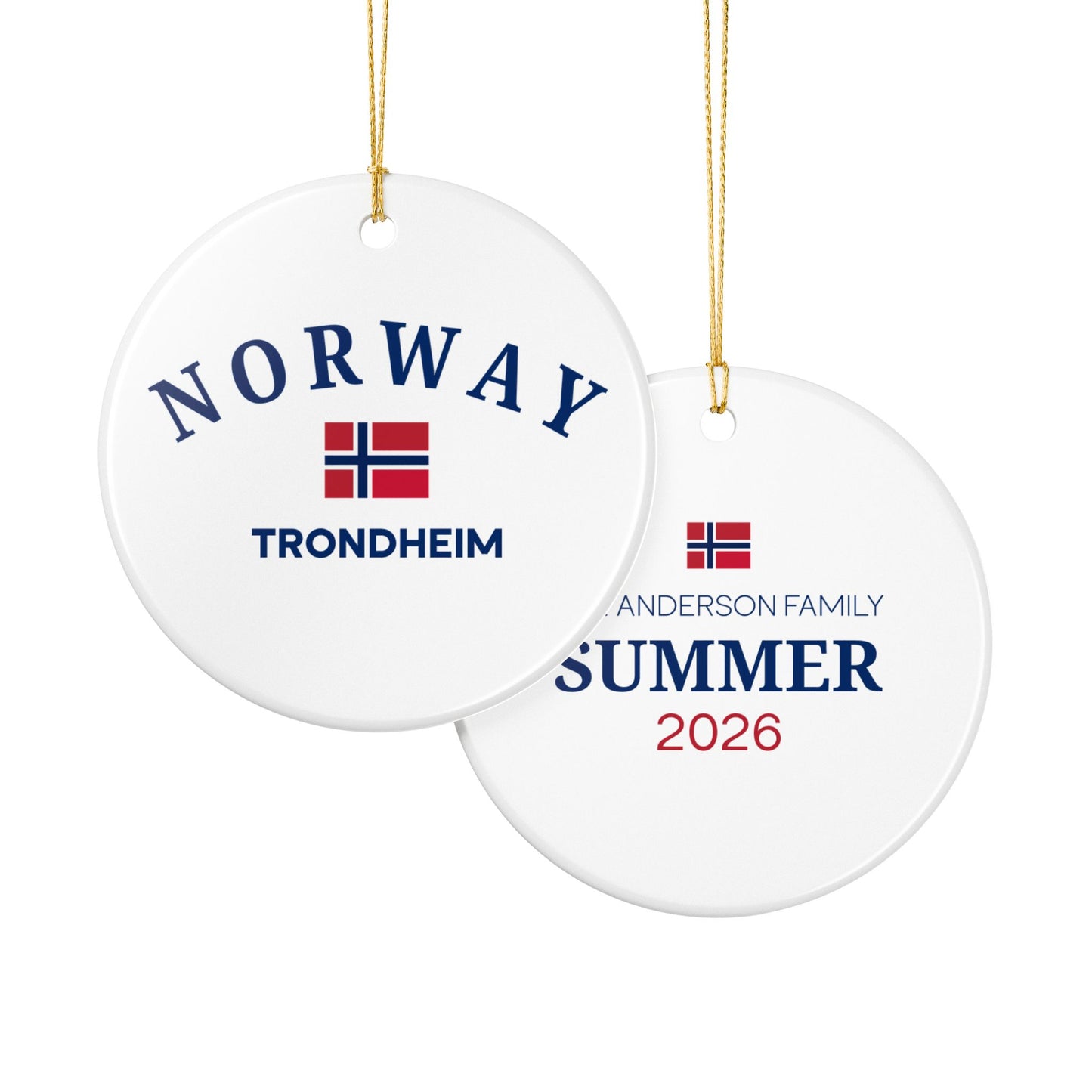 Copy of Personalized Trondheim Norway Ceramic Ornament – Norwegian Travel Souvenir