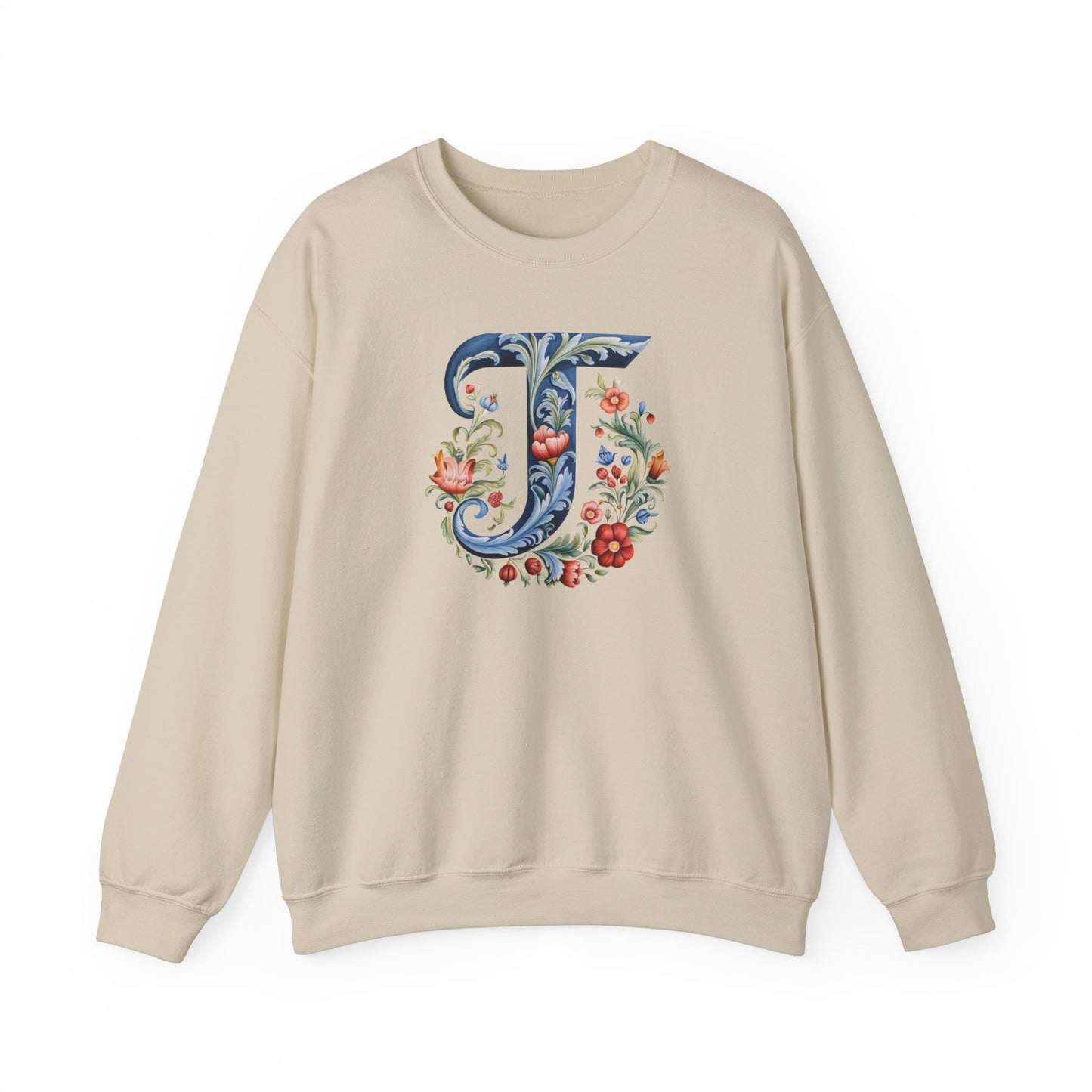 Monogram T Sweatshirt Norwegian Rosemaling Letter T Monogram Sweatshirt