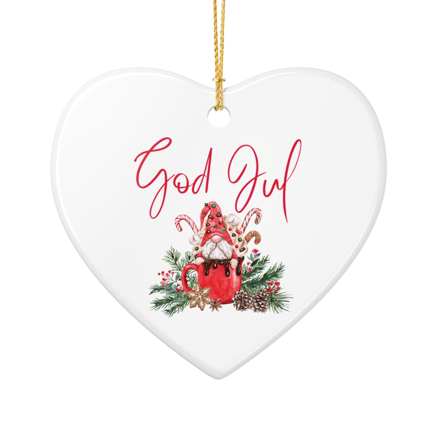 God Jul Hot Chocolate Nisse Ceramic Ornament Norway Nisse God Jul Christmas Ornament Gift Norway