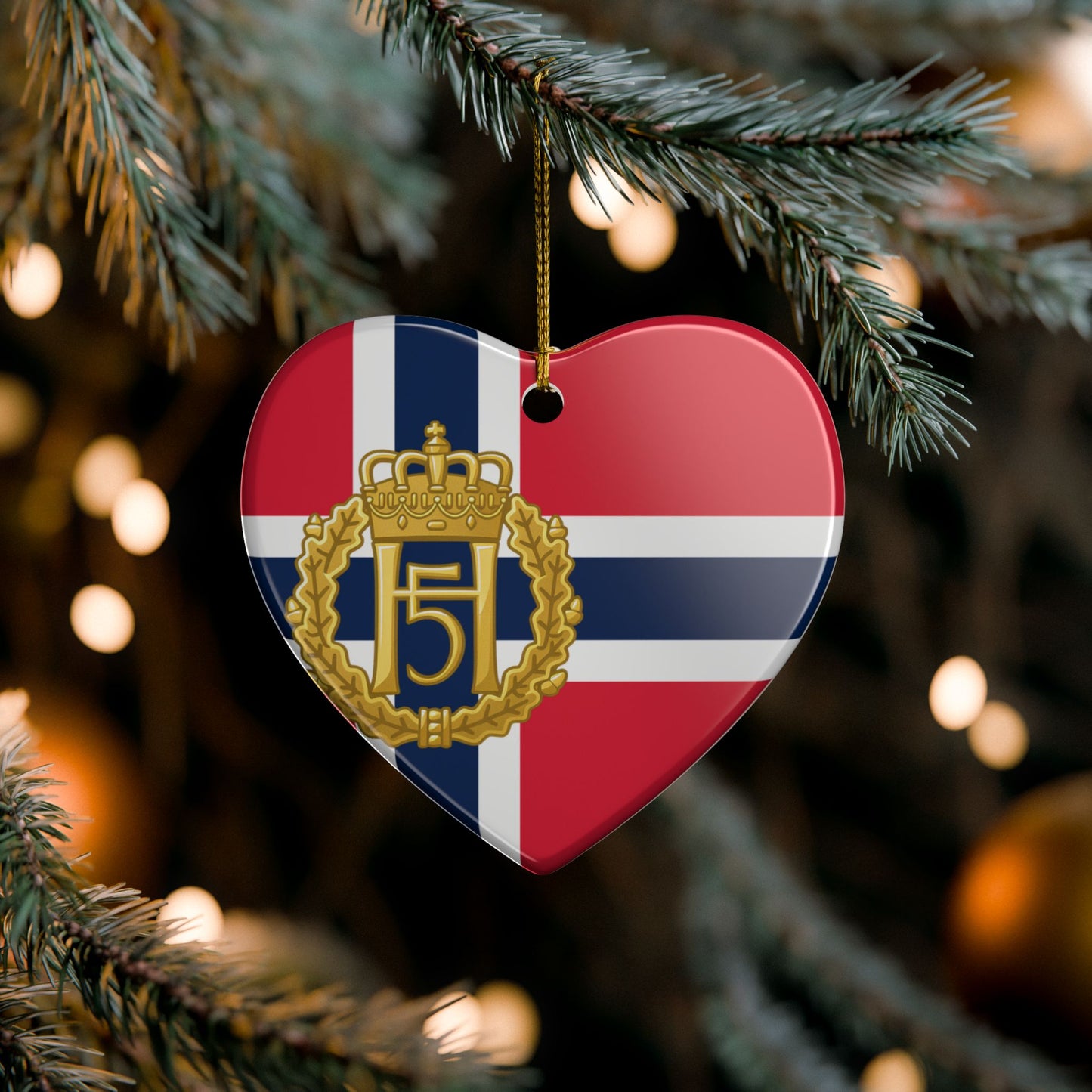 King Harald V Memorial Ornament – Norwegian Flag Ceramic Christmas Ornament