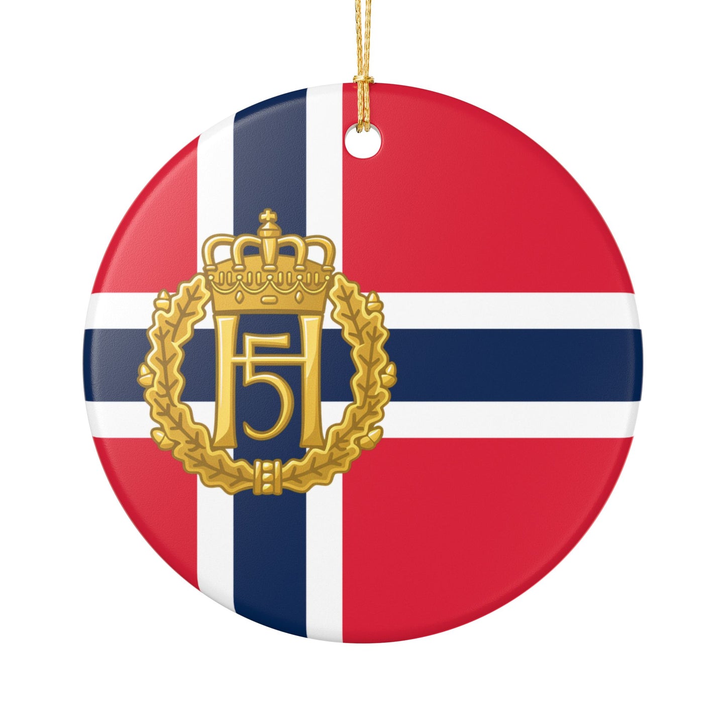 King Harald V Memorial Ornament – Norwegian Flag Ceramic Christmas Ornament