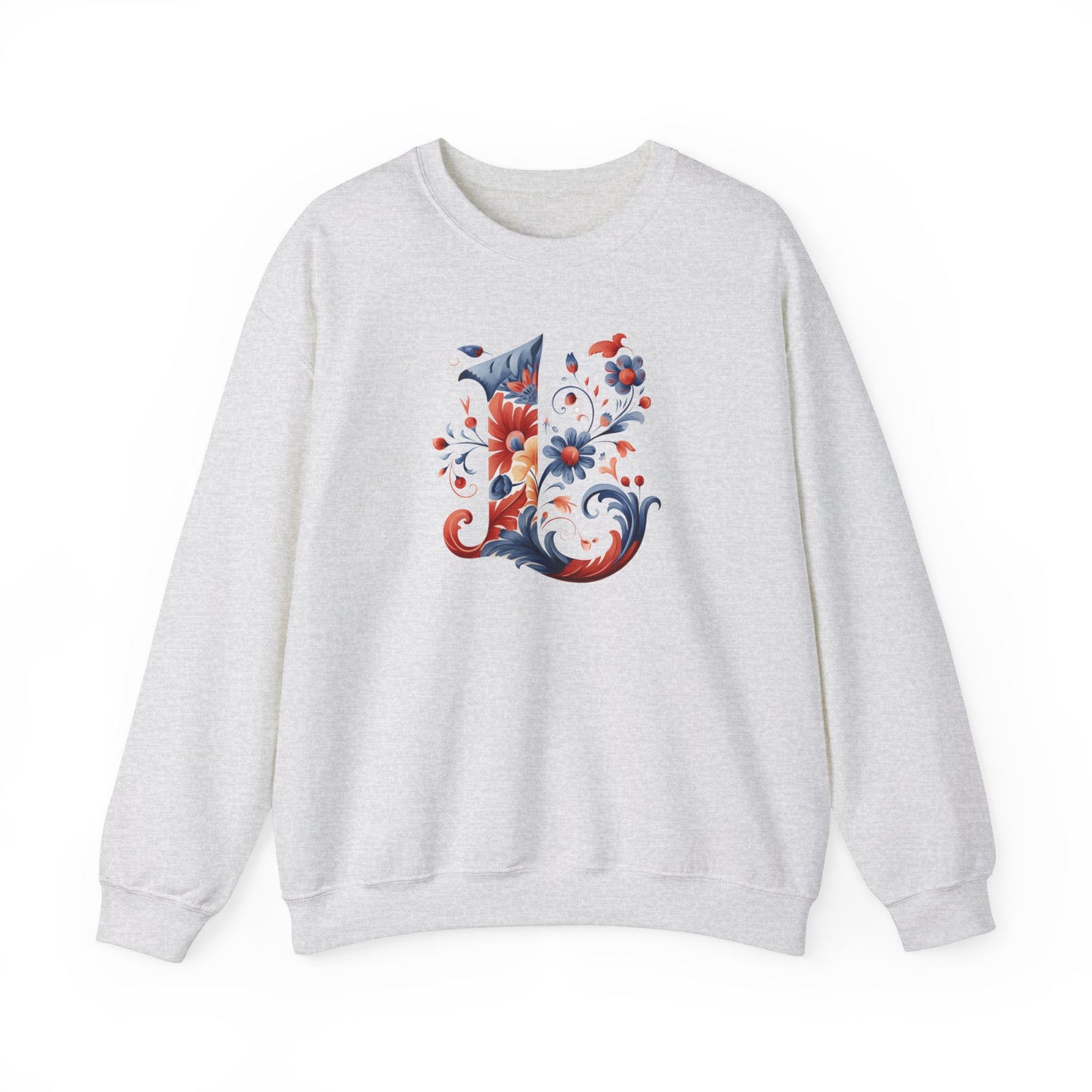 Monogram L Sweatshirt Norwegian Rosemaling Letter L Monogram Sweatshirt