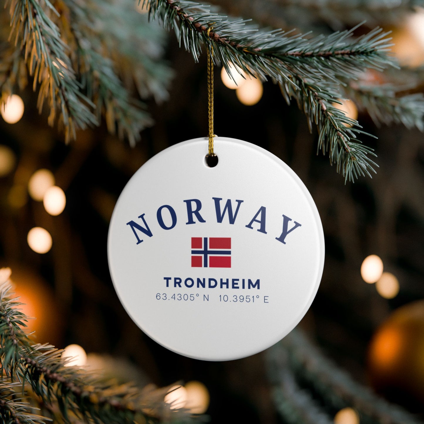 Personalized Trondheim Norway Ceramic Ornament – Norwegian Travel Souvenir