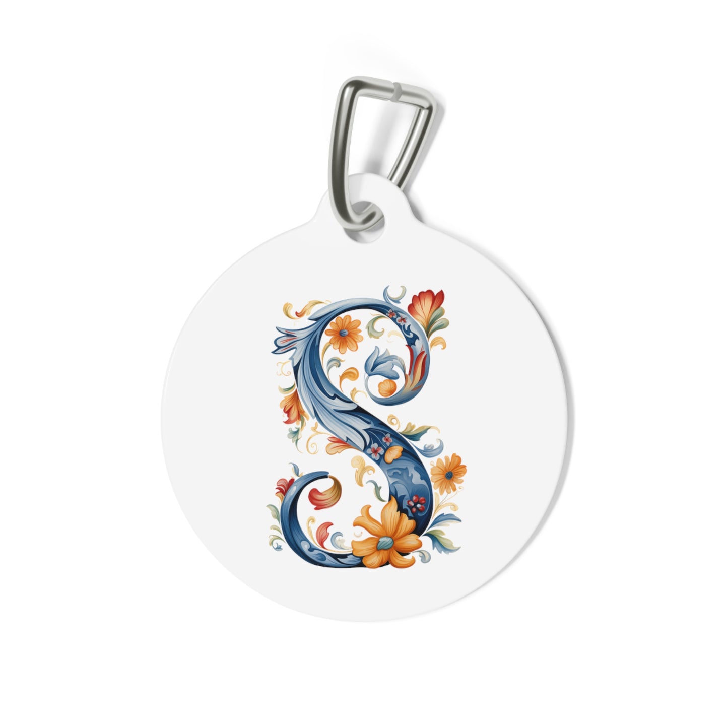 S Rosemaling Alphabet Pet Tag Rosemaling Norwegian Personalized Pet Tag