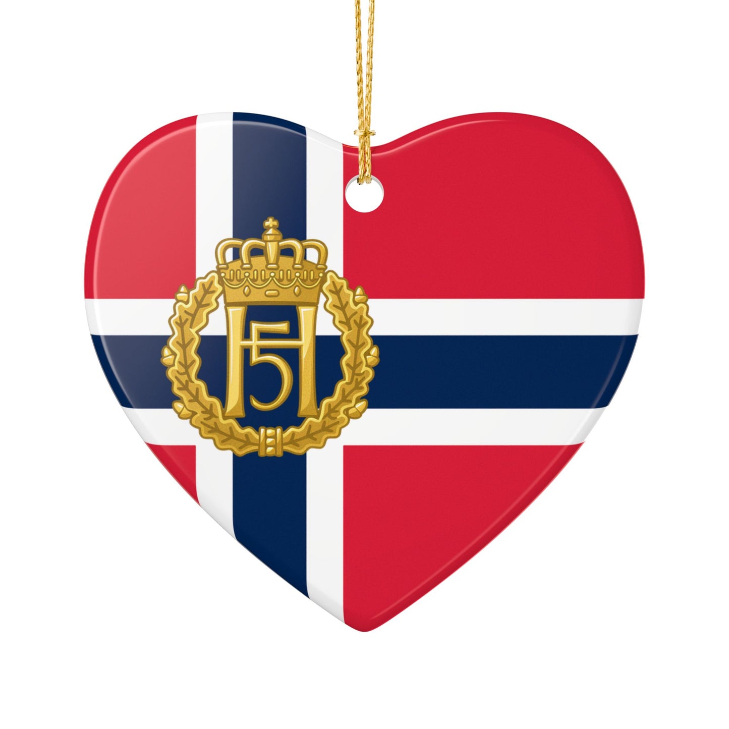 King Harald V Memorial Ornament – Norwegian Flag Ceramic Christmas Ornament