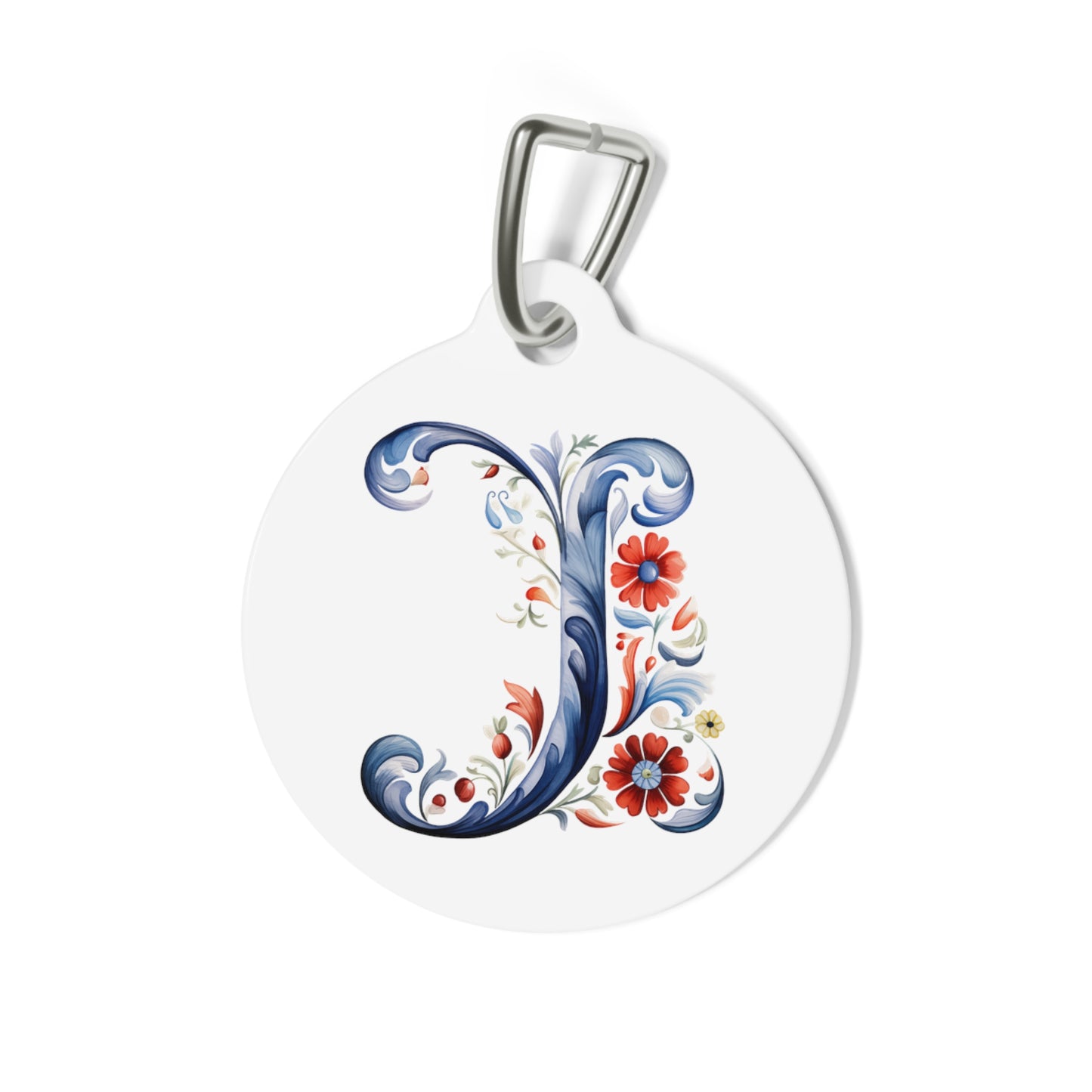 J Rosemaling Alphabet Pet Tag Rosemaling Norwegian Personalized Pet Tag