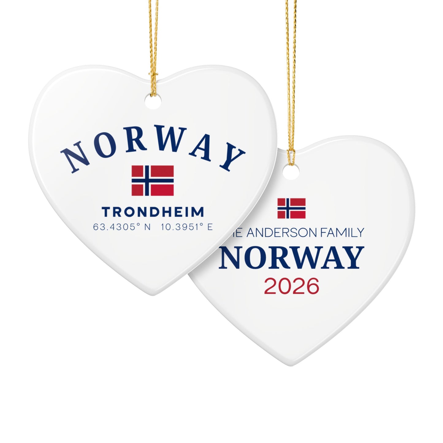 Personalized Trondheim Norway Ceramic Ornament – Norwegian Travel Souvenir