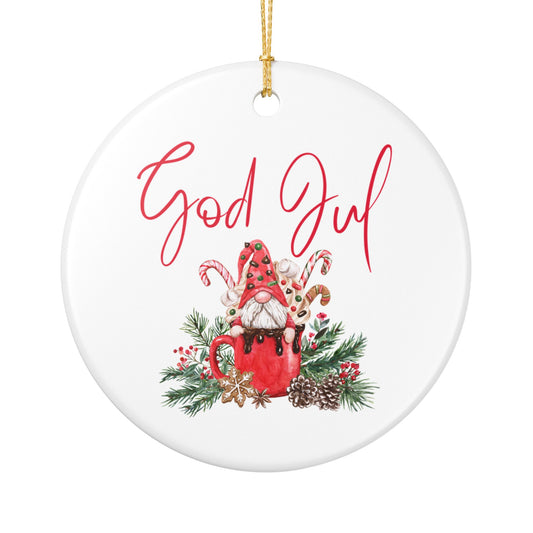 God Jul Hot Chocolate Nisse Ceramic Ornament Norway Nisse God Jul Christmas Ornament Gift Norway