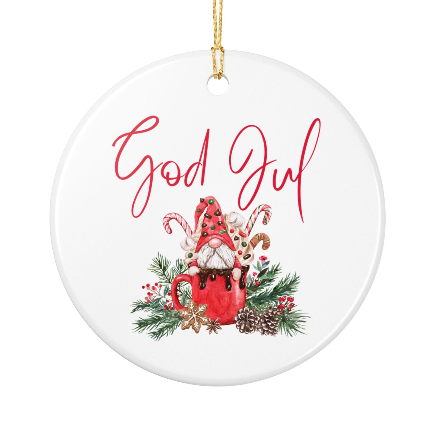 God Jul Hot Chocolate Nisse Ceramic Ornament Norway Nisse God Jul Christmas Ornament Gift Norway