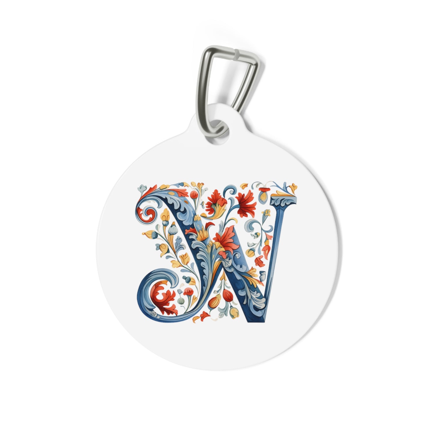 W Rosemaling Alphabet Pet Tag Rosemaling Norwegian Personalized Pet Tag