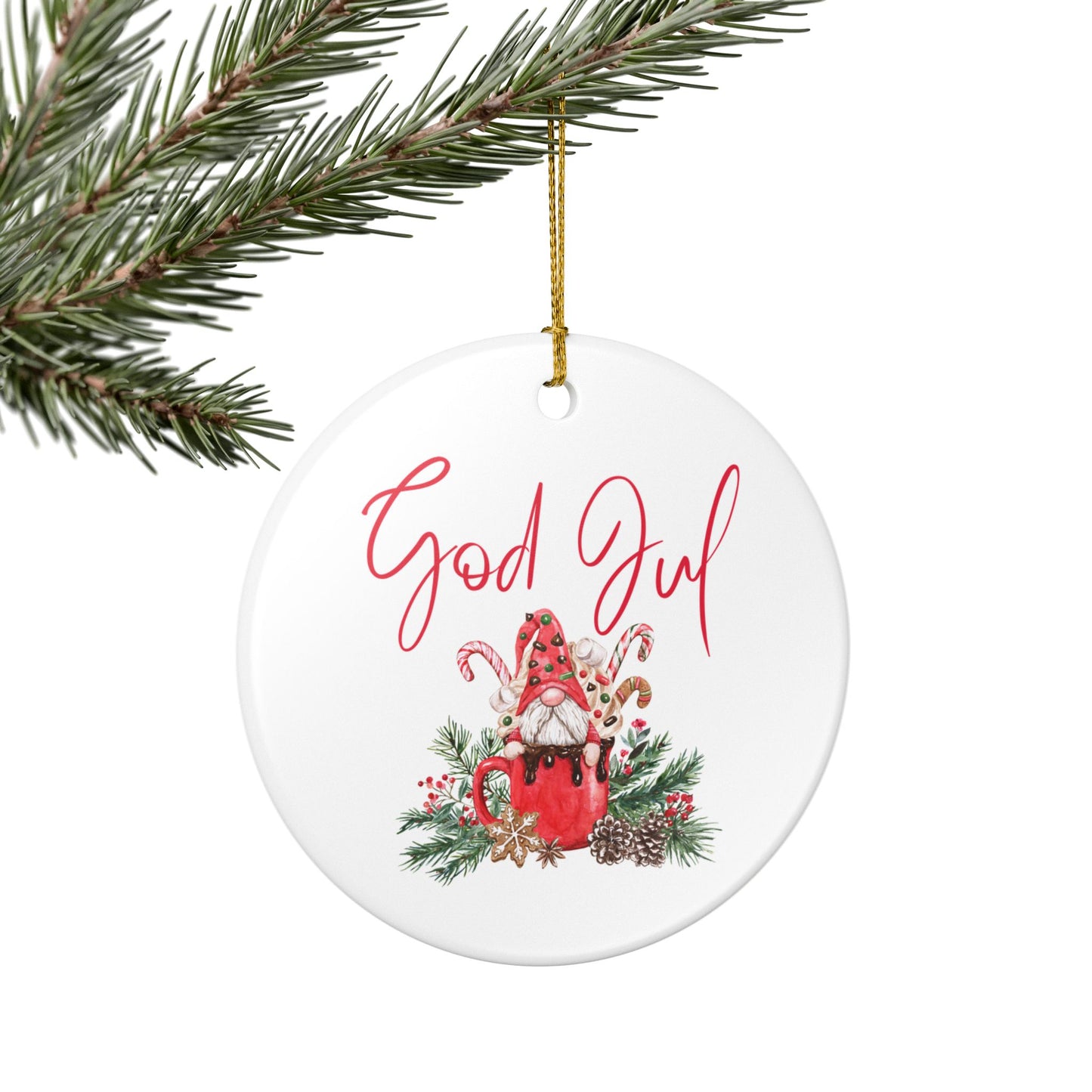God Jul Hot Chocolate Nisse Ceramic Ornament Norway Nisse God Jul Christmas Ornament Gift Norway