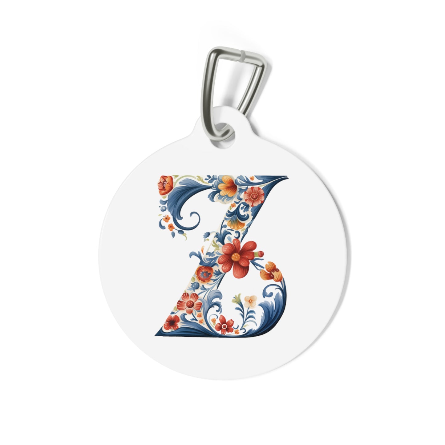 Z Rosemaling Alphabet Pet Tag Rosemaling Norwegian Personalized Pet Tag